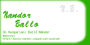 nandor ballo business card